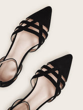 Load image into Gallery viewer, Point Toe Ankle Strap Flats