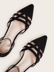 Point Toe Ankle Strap Flats