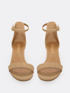 Nubuck Ankle Strap Low Heel Sandals