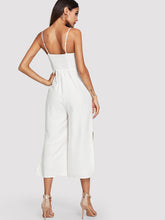 Load image into Gallery viewer, Button and Pocket Front Slit Wide Leg Jumpsuit