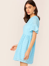 Load image into Gallery viewer, Flounce Sleeve Solid Schiffy Dress