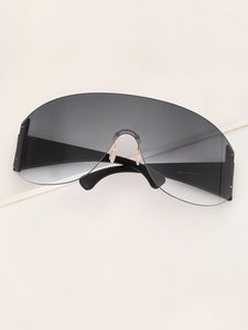 Rimless Flat Top Shield Sunglasses