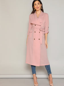 Waist Belted Double Breasted Waterfall Coat