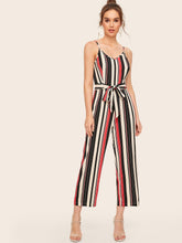 Load image into Gallery viewer, Striped Belted Cami Jumpsuit