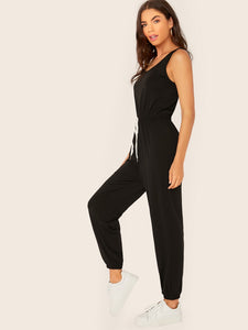 Drawstring Waist Tank Jumpsuit