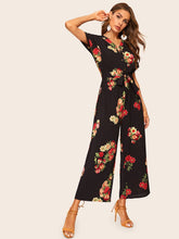 Load image into Gallery viewer, Floral Print Belted Jumpsuit