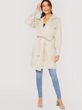 Load image into Gallery viewer, Waist Tie Puff Sleeve Trench Coat