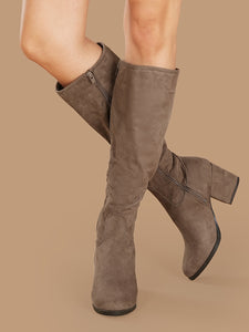 Plain Suede Knee High Boots