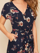 Load image into Gallery viewer, Self Belted Slant Pocket Floral Print Jumpsuit