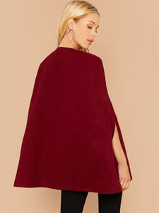 Strap Buckle Closure Cape Coat