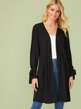 Load image into Gallery viewer, Open Front Knot Sleeve Solid Coat