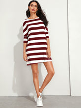 Load image into Gallery viewer, Batwing Sleeve Striped Dress