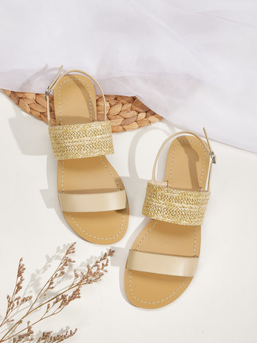 Open Toe Woven Slingback Sandals