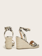 Load image into Gallery viewer, Snakeskin Ankle Strap Wedges