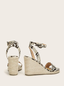 Snakeskin Ankle Strap Wedges