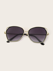 Metal Frame Flat Lens Sunglasses With Case