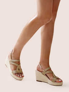 Braided Detail Slingback Espadrille Wedges