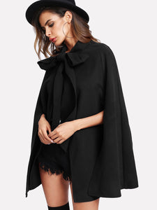 Slit Back Tied Front Cape Coat