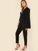 Load image into Gallery viewer, Plunging Neck Cloak Sleeve Solid Jumpsuit