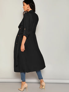 Waist Belted Double Breasted Waterfall Coat