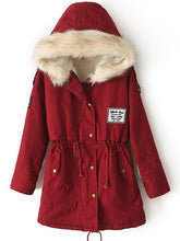 Load image into Gallery viewer, Yellow Fur Hooded Zipper Embellished Fleece Inside Military Coat