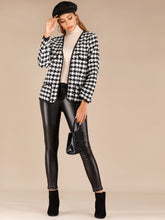 Load image into Gallery viewer, Houndstooth Dual Pocket Contrast Binding Coat