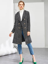 Load image into Gallery viewer, Double Breasted Plaid Coat