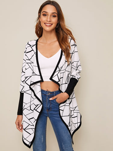 Geometric Waterfall Collar Coat