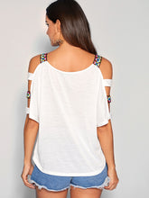 Load image into Gallery viewer, Cut-out Shoulder Top With Aztec Strap