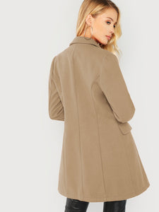 Double Breasted Notched Neck Solid Coat