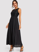 Load image into Gallery viewer, Floral Lace Top Flowy Maxi Dress