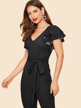 Load image into Gallery viewer, 70s Layered Sleeve Belted Flare Leg Jumpsuit