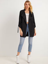 Load image into Gallery viewer, Zip Detail Waterfall Collar Trench Coat