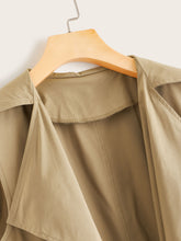 Load image into Gallery viewer, Waterfall Collar Belted Sleeveless Trench Coat