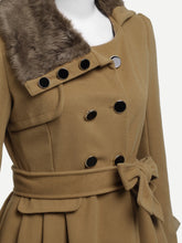 Load image into Gallery viewer, Contrast Faux Fur Collar Double Layered Hem Coat