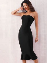 Load image into Gallery viewer, Adyce Zip Back Fishtail Hem Bodycon Tube Dress