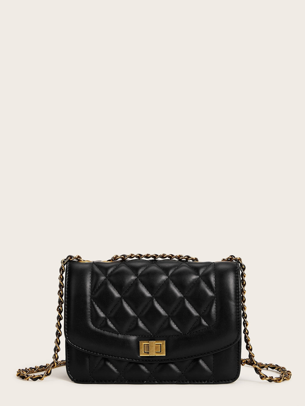 Twist Lock Quilted Chain Bag