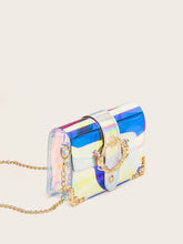 Load image into Gallery viewer, Buckle Detail Iridescent Chain Crossbody Bag