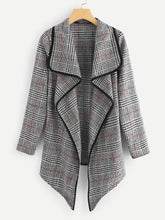 Load image into Gallery viewer, Plaid Waterfall Neck Jacket