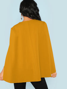 Surplice Neck Tie Waist Cape Coat