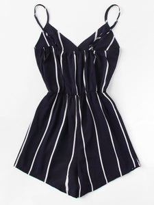 Vertical Striped Cami Romper