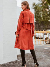 Load image into Gallery viewer, Waterfall Collar Tie Sleeve Belted Trench Coat