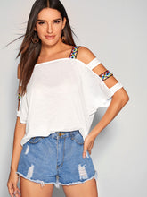 Load image into Gallery viewer, Cut-out Shoulder Top With Aztec Strap