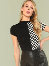 Load image into Gallery viewer, Checkerboard Spliced Slim Tee