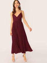 Load image into Gallery viewer, Surplice Neck Pleated Cami Dress