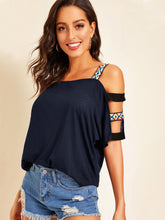 Load image into Gallery viewer, Cut-out Shoulder Top With Aztec Strap