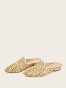 Point Toe Woven Flat Mules