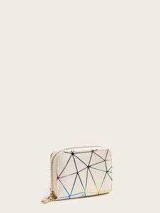 Geometric Print Purse With Card Holder