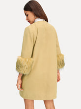 Load image into Gallery viewer, Faux Fur Cuff Pocket Front Coat