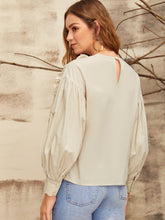 Load image into Gallery viewer, Frill Trim Bishop Sleeve Top